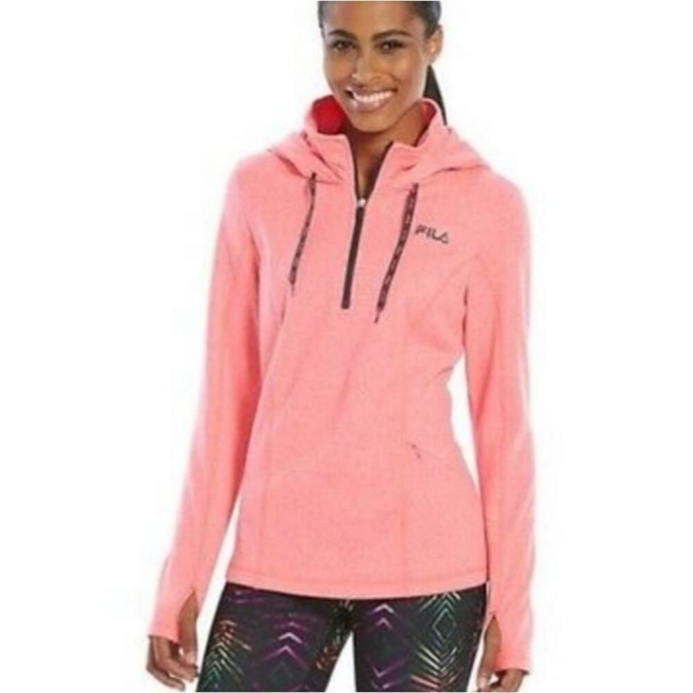 Fila Sport coral fleece lined 1/4 zip pullover hoodie sz S